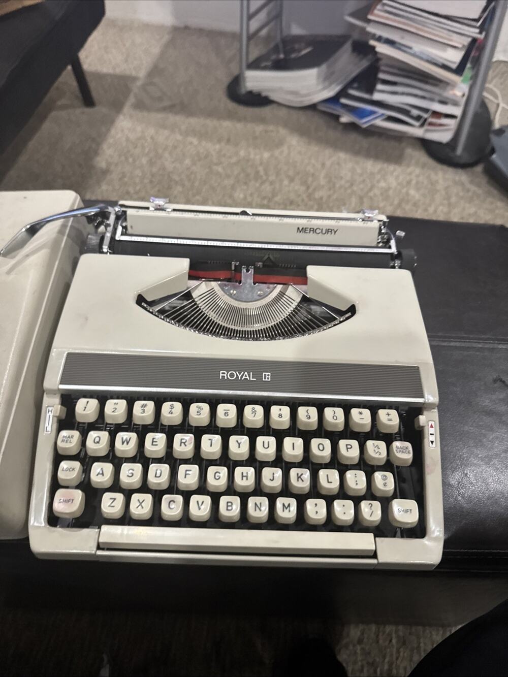 70’s Royal Mercury Typewriter, & Works With Cover Case Needs New Ink Ribbon